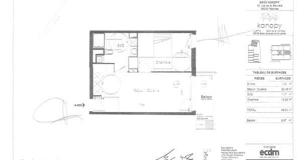 Location Appartement 2 pièces 45.01 m² - Saint-jacques-de-la-lande 35136
