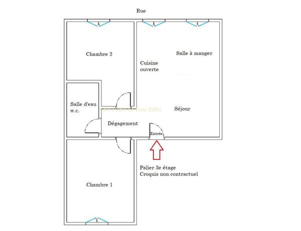 Appartement à vendre  3 pièces - 44,63 m2 PARIS - 75007