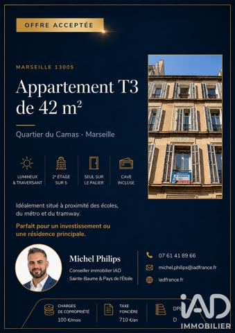 Appartement à vendre 3 pièces 42,61 m² Marseille 5