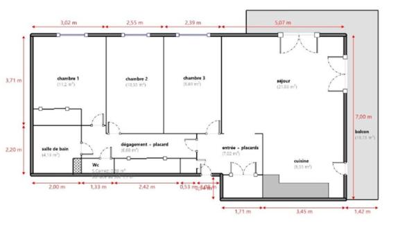 Appartement à vendre 4 pièces de 80 m²