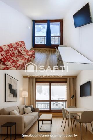 Pied des pistes, au Balcon de Villard, au 14 ème sud est, vue montagne