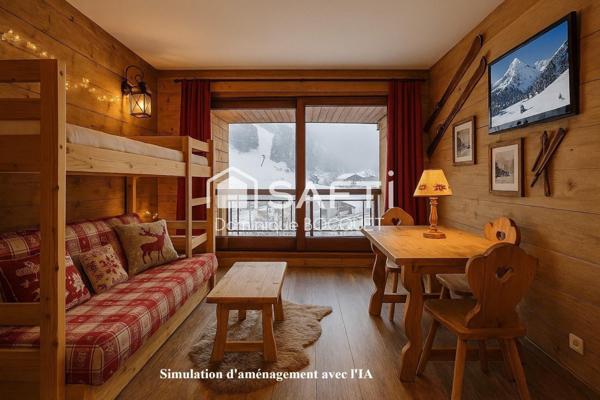 Pied des pistes, au Balcon de Villard, au 14 ème sud est, vue montagne