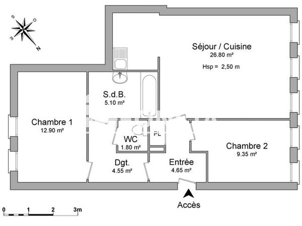 Location Appartement 3 pièces 65.15 m² - 82 RUE DES RUFFINS Montreuil 93100