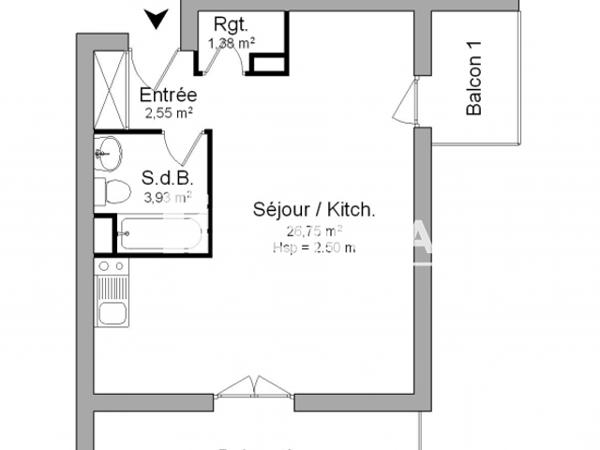 Location Studio 34.61 m² - 192 - 194 BOULEVARD DE LA PAIX Pau 64000