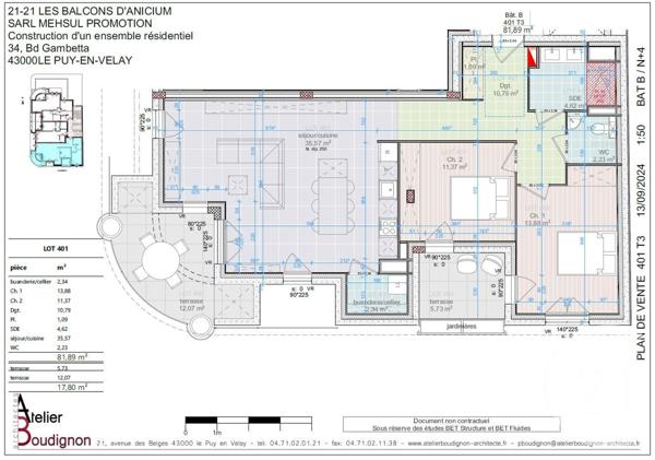 Appartement T3 à vendre  4 pièces - 81,89 m2 LE PUY EN VELAY - 43