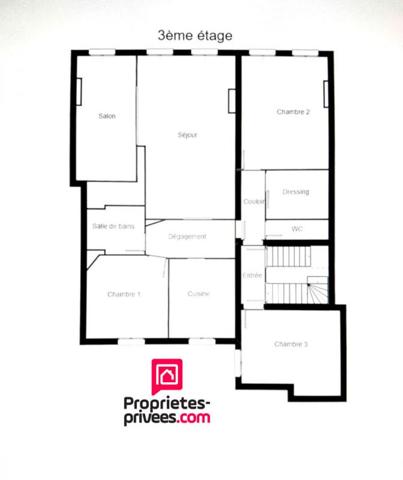 Appartement 4 pièces  ( 3 ch ) 130 m2