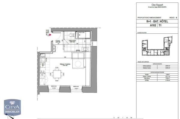 Appartement à louer 1 pièce 34.83m²