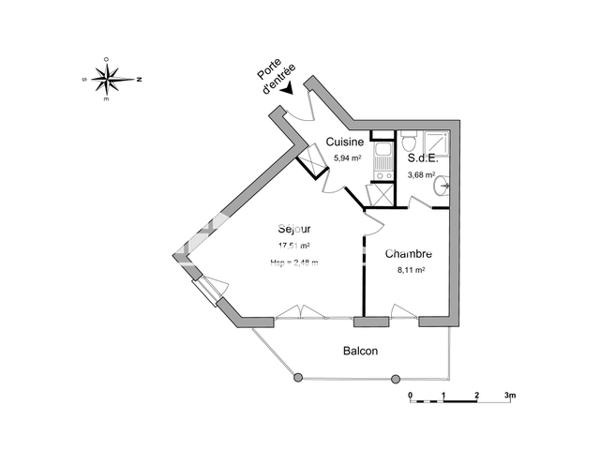 Location Appartement meublé 2 pièces 35.24 m² - 57 RUE MONSEIGNEUR ADAM Caen 14000