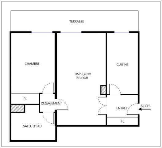 Paris (75013) PARIS 13ème - OLYMPIADES Villa Tolbiac T2 de 43,21 m2 au rez-de-chaussée sur jardin de 20 m2