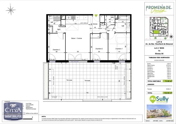 Appartement à vendre 4 pièces 73.66m²