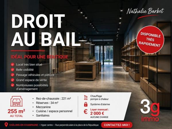 Cession droit au bail / Local Commercial à Châlons-en-Champagne (51000)