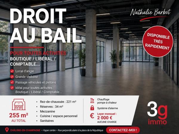 Cession droit au bail / Local Commercial à Châlons-en-Champagne (51000)