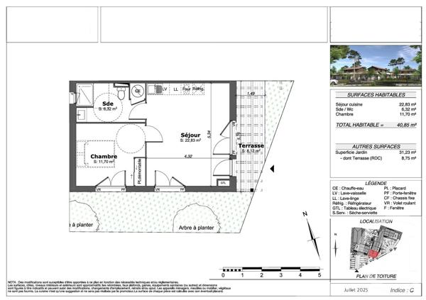 Appartement T2 à vendre  2 pièces - 40,85 m 2   SANGUINET  - 40