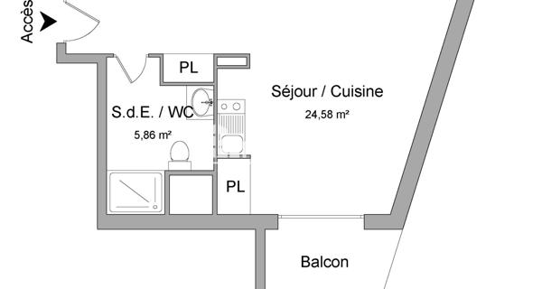 Location Studio 30.44 m² - Cenon 33150