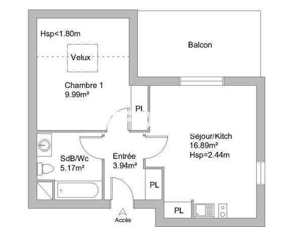 Location Appartement 2 pièces 35.99 m² - 64/66 RUE DES GRAVES Eysines 33320