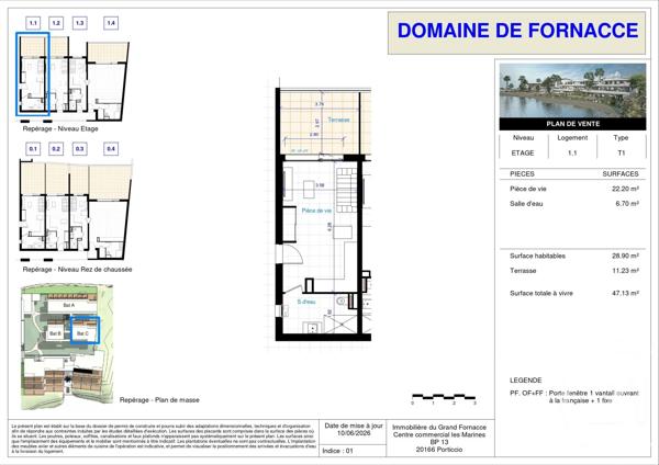 Appartement T1 à vendre  1 pièce - 22,20 m 2   PORTICCIO  - 201