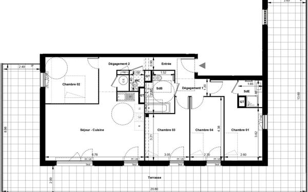 Appartement à vendre    5 pièces • 91,16 m2 Avignon