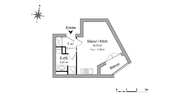 Location Studio 23.37 m² - Chartres 28000