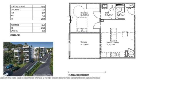 Appt T2 de 45 m² dans la résidence sécurisée Les terrasses du Marin
