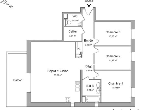 Location Appartement 4 pièces 97.51 m² - 19 RUE DU GENERAL DE GAULLE Oberhausbergen 67205
