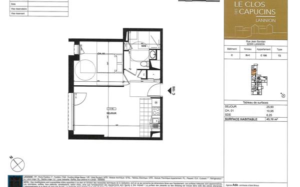 Appartement à vendre    2 pièces • 43,10 m2 Lannion