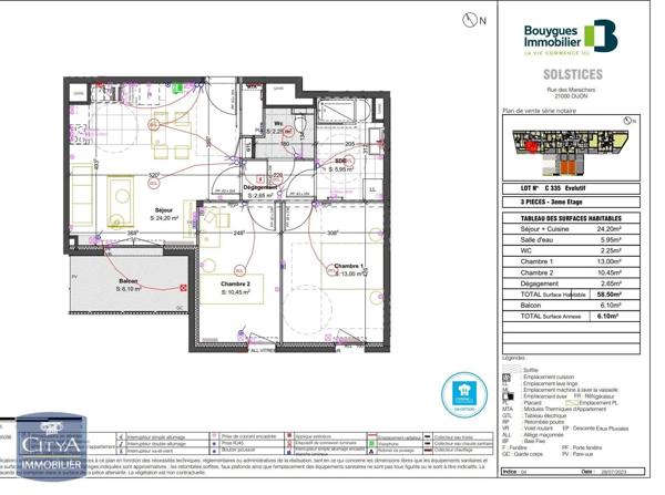 Appartement à louer 3 pièces 58.5m²