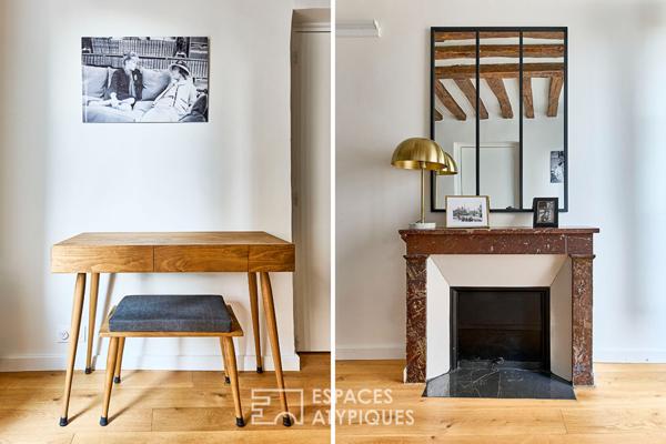 Appartement avec poutres apparentes et vue sur Saint-Eustache