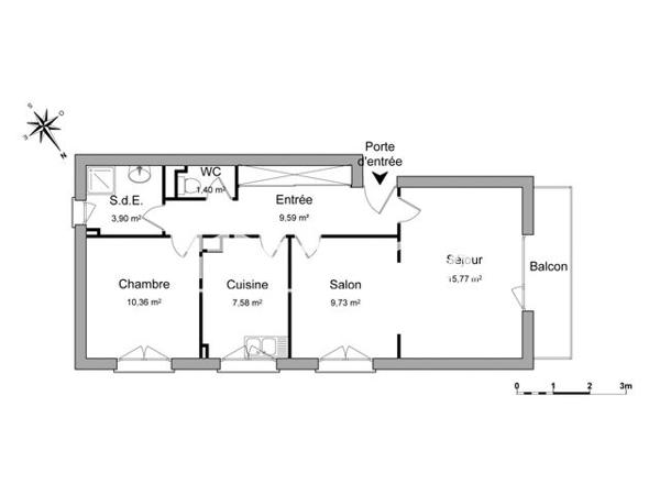 Location Appartement 3 pièces 58.33 m² - 63 RUE ALEXANDRE 1ER Saint Max 54130