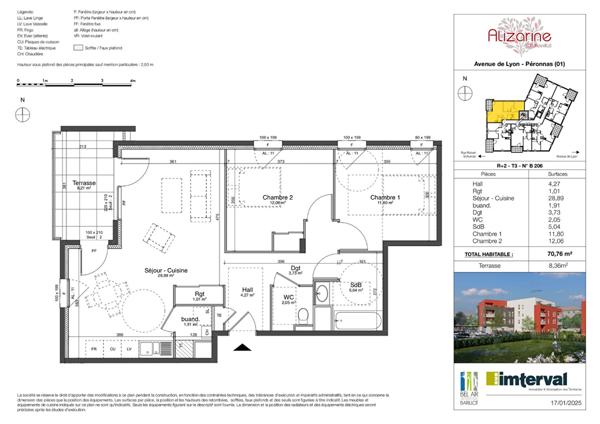 Appartement Peronnas 3 pièce(s) 70.76 m2