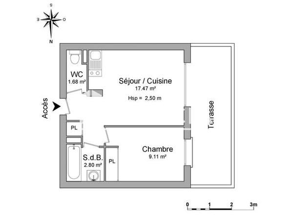 Location Appartement 2 pièces 31.06 m² - 1 RUE DE JADE Agde 34300