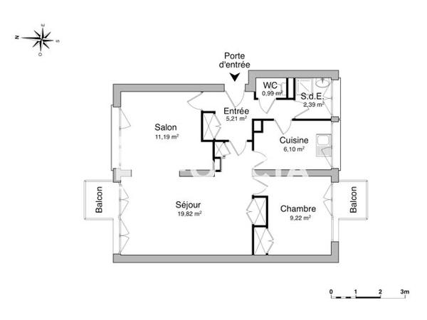 Location Appartement 2 pièces 54.92 m² - RESIDENCE ALBERT THOMAS Le Bourget 93350