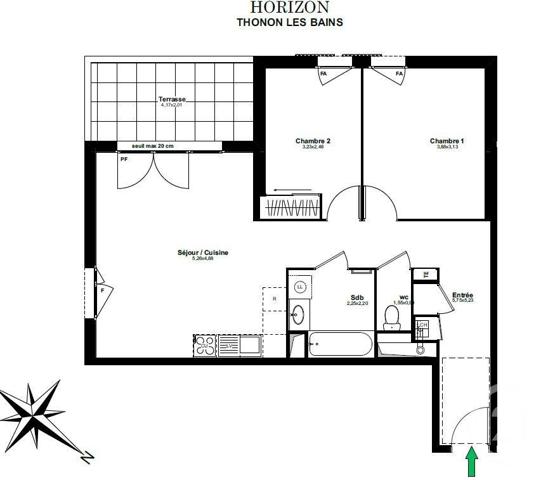 Appartement F3 à vendre  3 pièces - 64,86 m2 THONON LES BAINS - 74