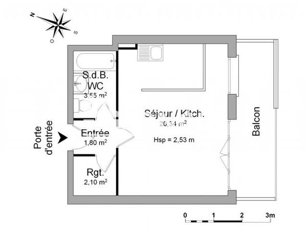 Location Studio 27.79 m² - 42-44 RUE DES GALLARDONS Le Plessis Robinson 92350