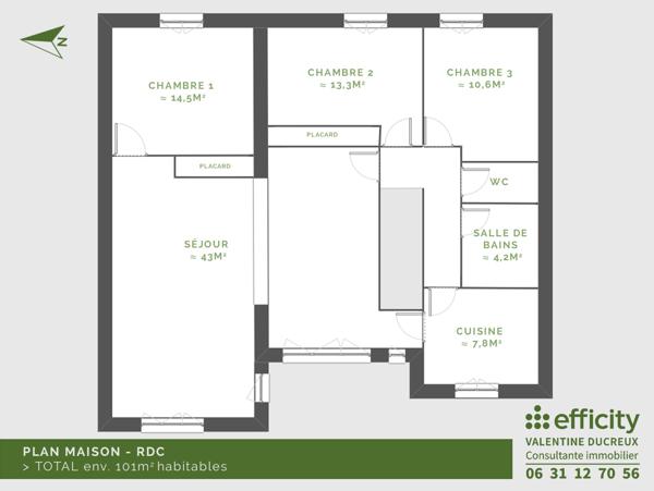 Maison 5 pièces - 101 m² Exclusivité efficity