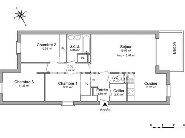 Location Appartement 4 pièces 76.07 m² - 1 RUE COTTAGE DES TOURTERELLES Pau 64000