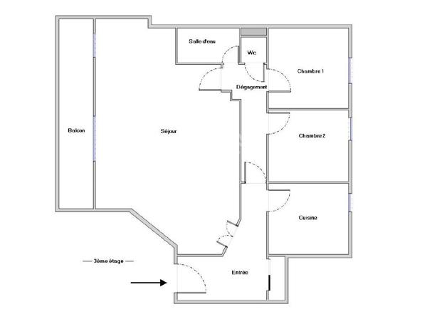 Appartement T3 Villeurbanne Gratte-Ciel 69100 - Traversant Nord / Sud - Balcon à vivre