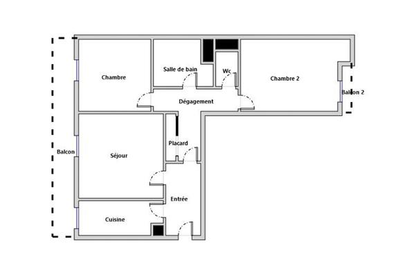Appartement Courbevoie 3 pièce(s) 65 m2