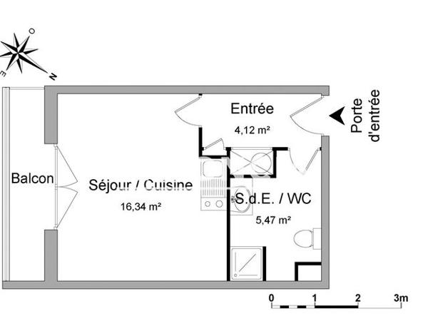 Location Studio 25.93 m² - 161 BOULEVARD ROBERT BALLANGER Villepinte 93420