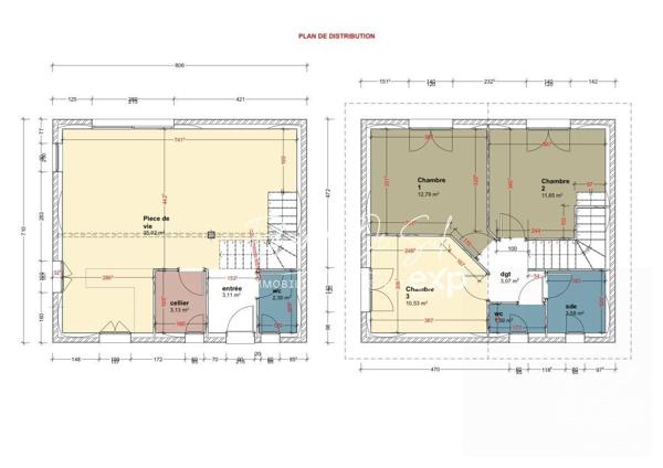 Maison R+1 neuve à personnaliser, hors d’eau hors d’air, sur une belle parcelle arborée de 833 m² sans vis-à-vis.