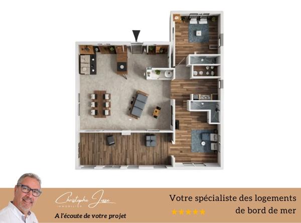 Leucate village T3 avec 15m2 de terrasse et parking