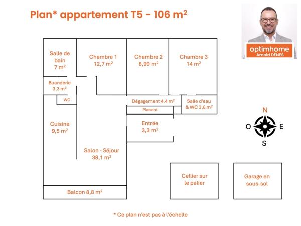 Métro Clémenceau - T5 rénové – 106 m² – Balcon Sud – Garage