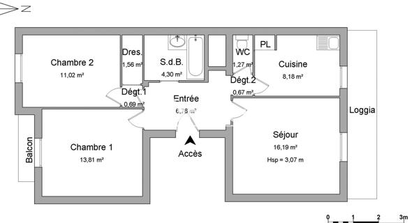 Location Appartement 3 pièces 64.45 m² - Marseille 13005