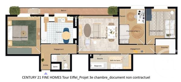 Appartement à vendre  4 pièces - 76,43 m2 PARIS - 75015