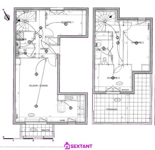 Duplex moderne avec terrasse et parkings