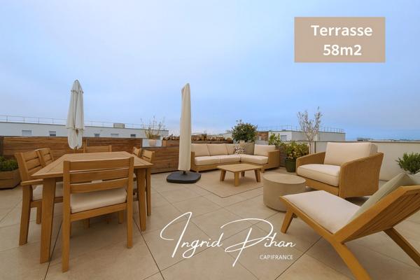 Apt T3 de 65m2 + TERRASSE de 58M2 - PARKING - DERNIER ETAGE - COEUR DE VILLE de BEZONS (95)