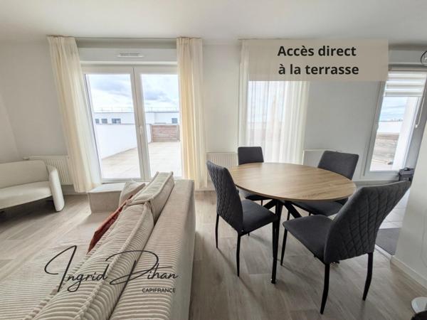 Apt T3 de 65m2 + TERRASSE de 58M2 - PARKING - DERNIER ETAGE - COEUR DE VILLE de BEZONS (95)