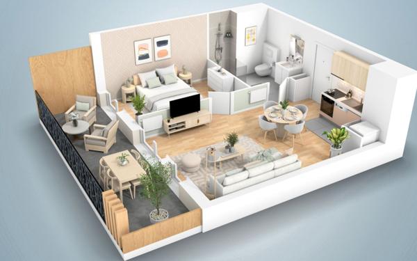 Appartement à vendre    2 pièces • 45,27 m2 Le Plessis-Trévise