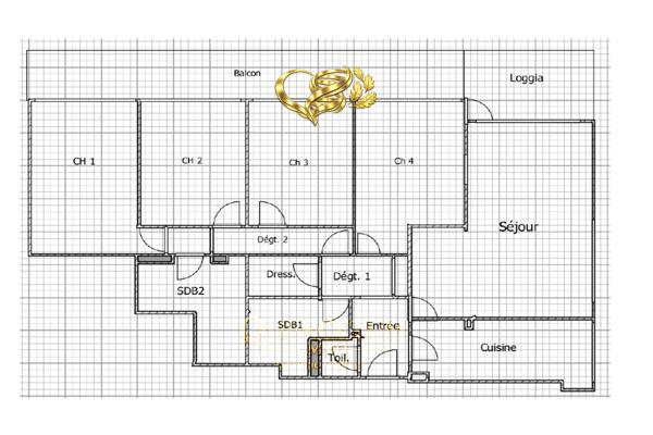 'CHENE D'OR' : DERNIER ETAGE - 107.62 m² - balcon filant 16 m² - 4 chambres - cave - box