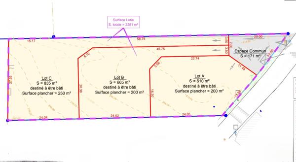 Terrain à bâtir 665 m²