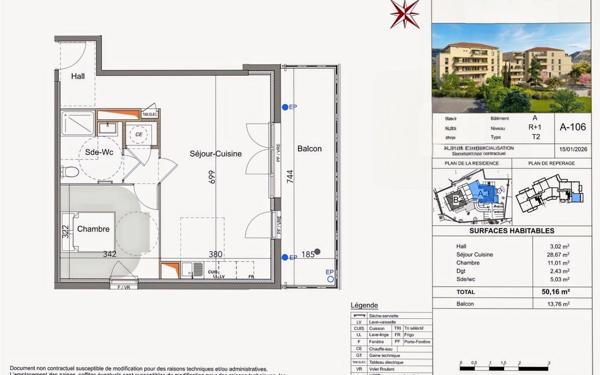 Appartement à vendre    2 pièces • 50,16 m2 Toulon